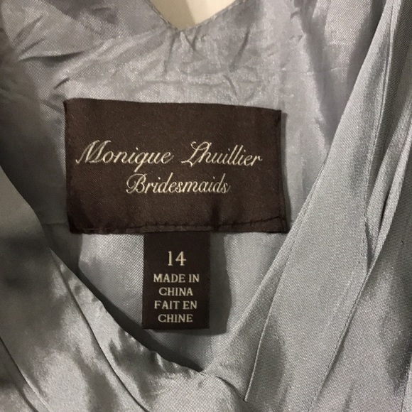 Monique Lhuillier lined silver Evening Gown.  NWT - Picture 6 of 7